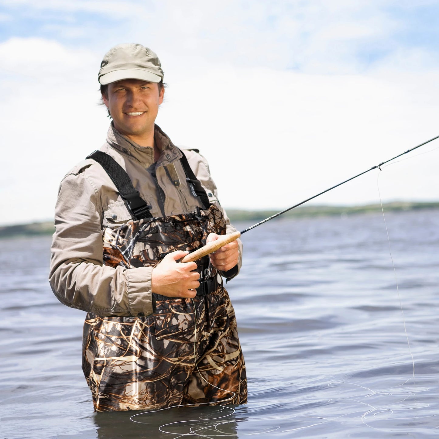 Waterproof Nylon Chest Waders With Boots For Fishing And Hunting