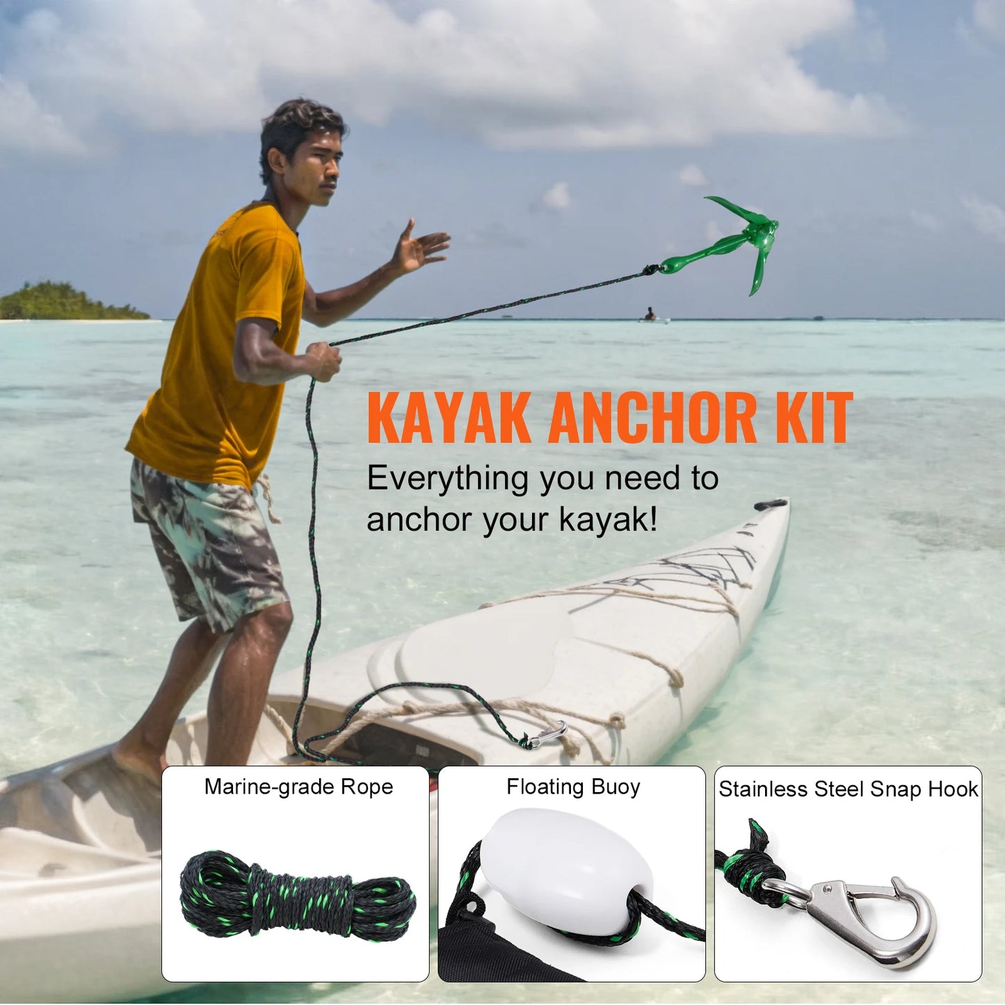 SucceBuy Kayak Anchor Kit With 26.2 Feet Rope And Bag