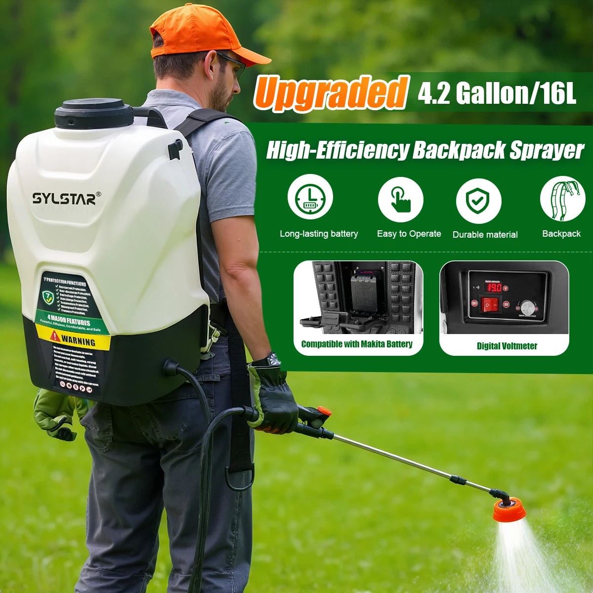 Backpack Sprayer Battery Powered 100 PSI Compatible With 18V Battery