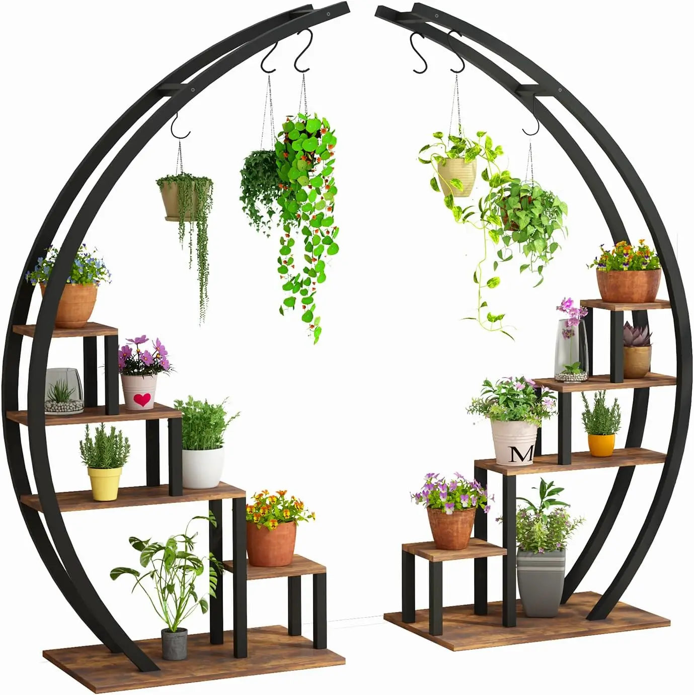 TWISTER.CK 5 Tier Metal Plant Stand Half Moon Indoor Garden