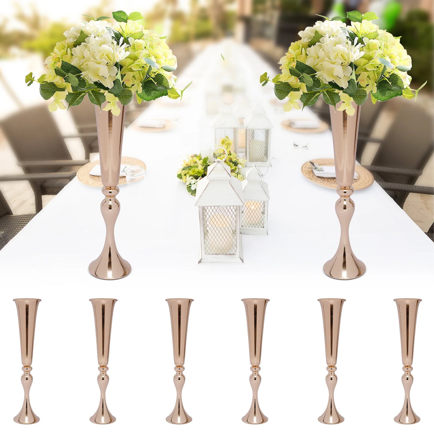 Trumpet Vase Set For Weddings Six Piece Centerpieces