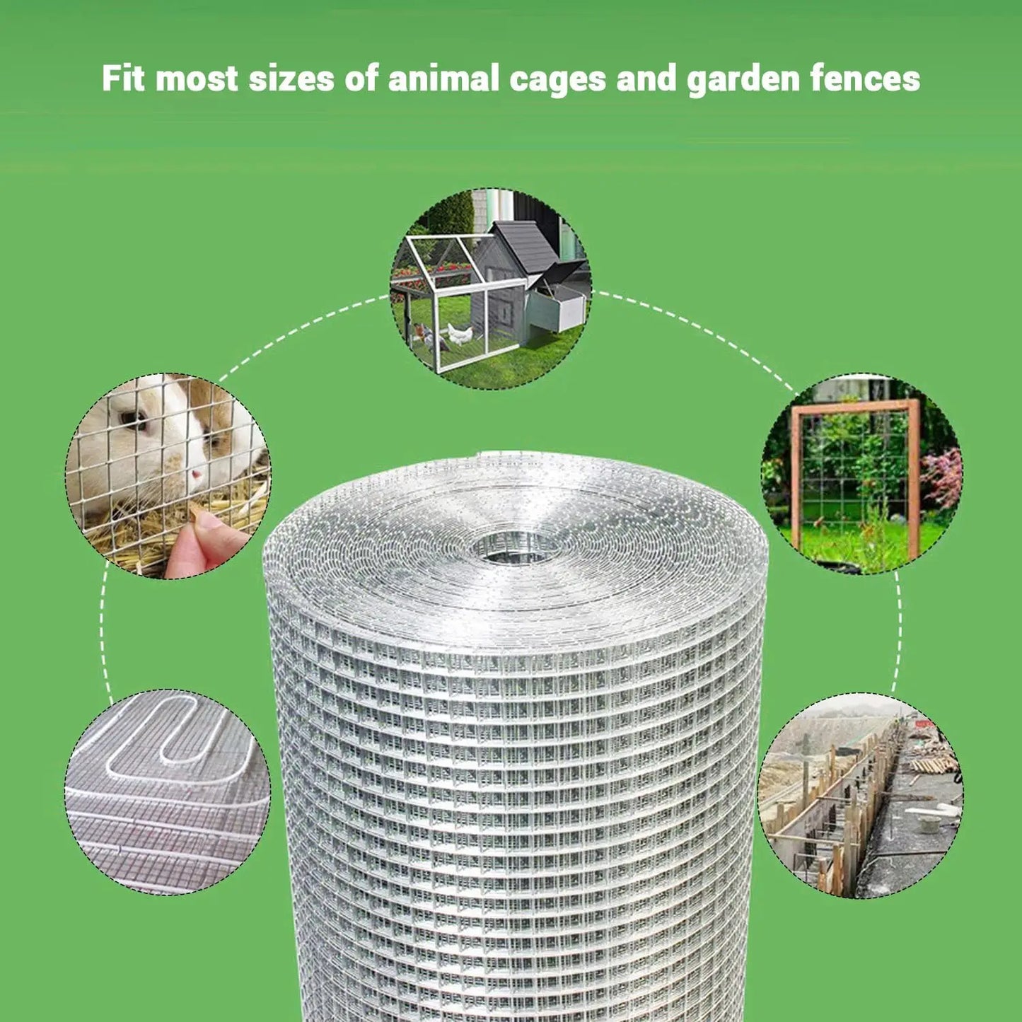 HiMISS Chicken Wire Mesh Roll Galvanized Steel Garden Fencing