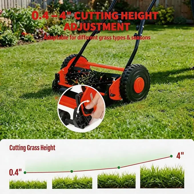 Manual Push Lawn Mower For Yards Portable Walk Behind