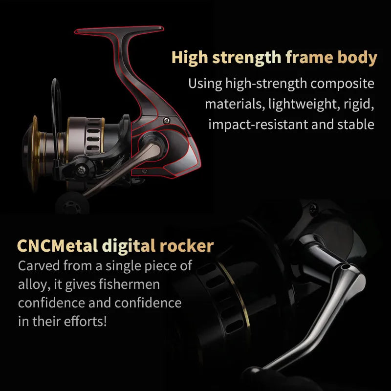 Two Hand Rotating Spinning Fishing Reel Aluminum Alloy Body