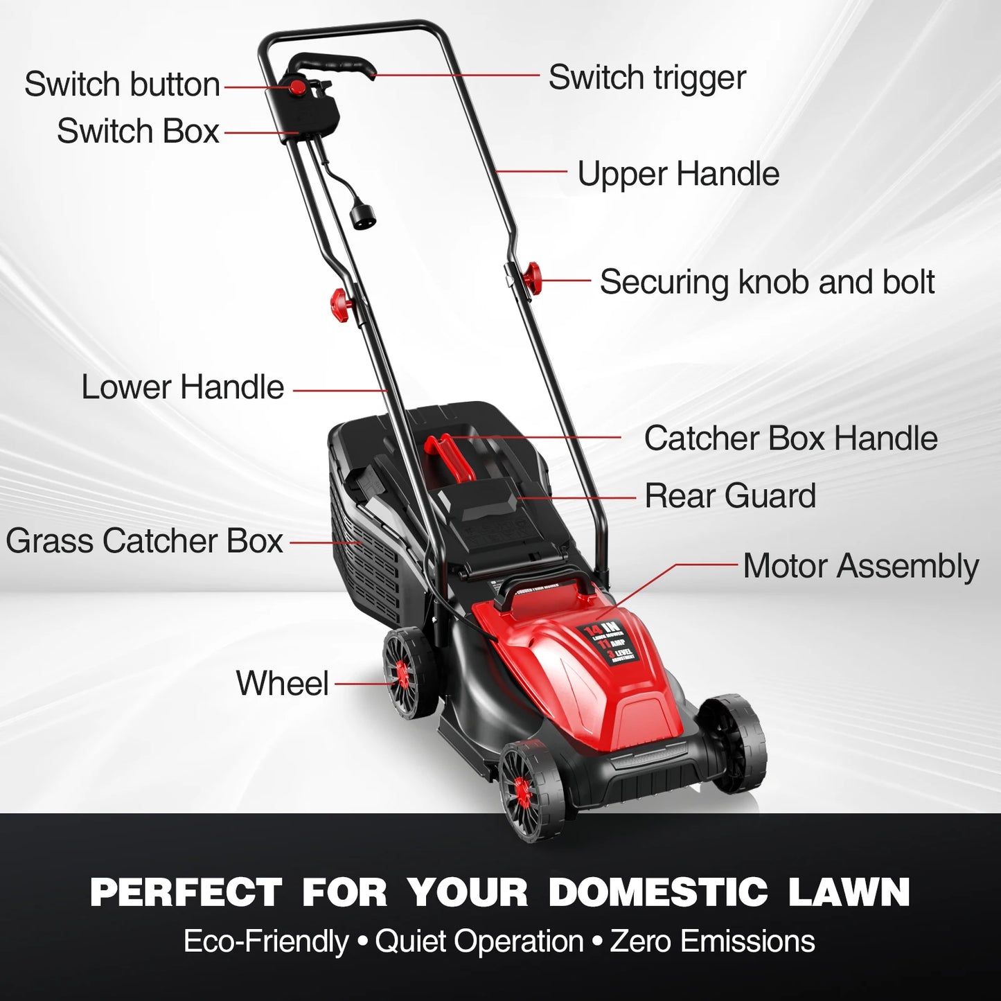 High Power Electric Lawn Mower For Large Yards Corded
