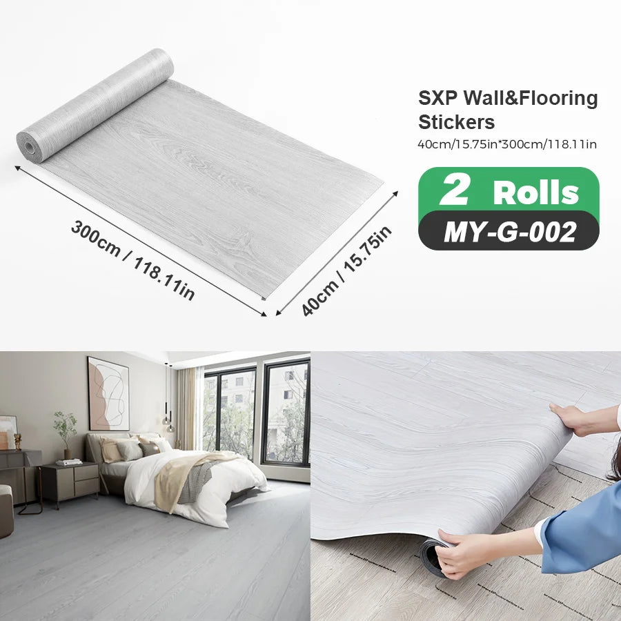 Self Adhesive Wall And Floor Sticker Wood Grain Marble Design 2 Rolls