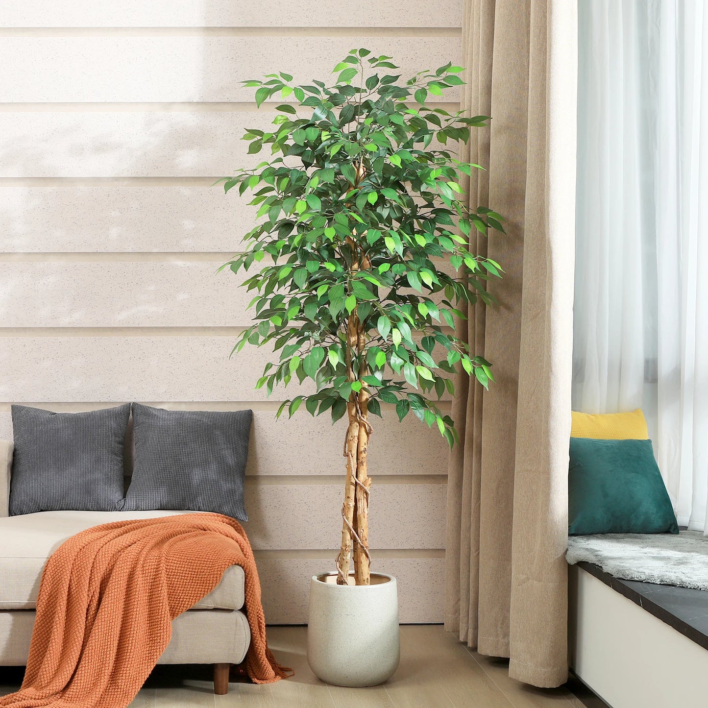KAZEILA Artificial Ficus Tree With Natural Curved Trunk Decor