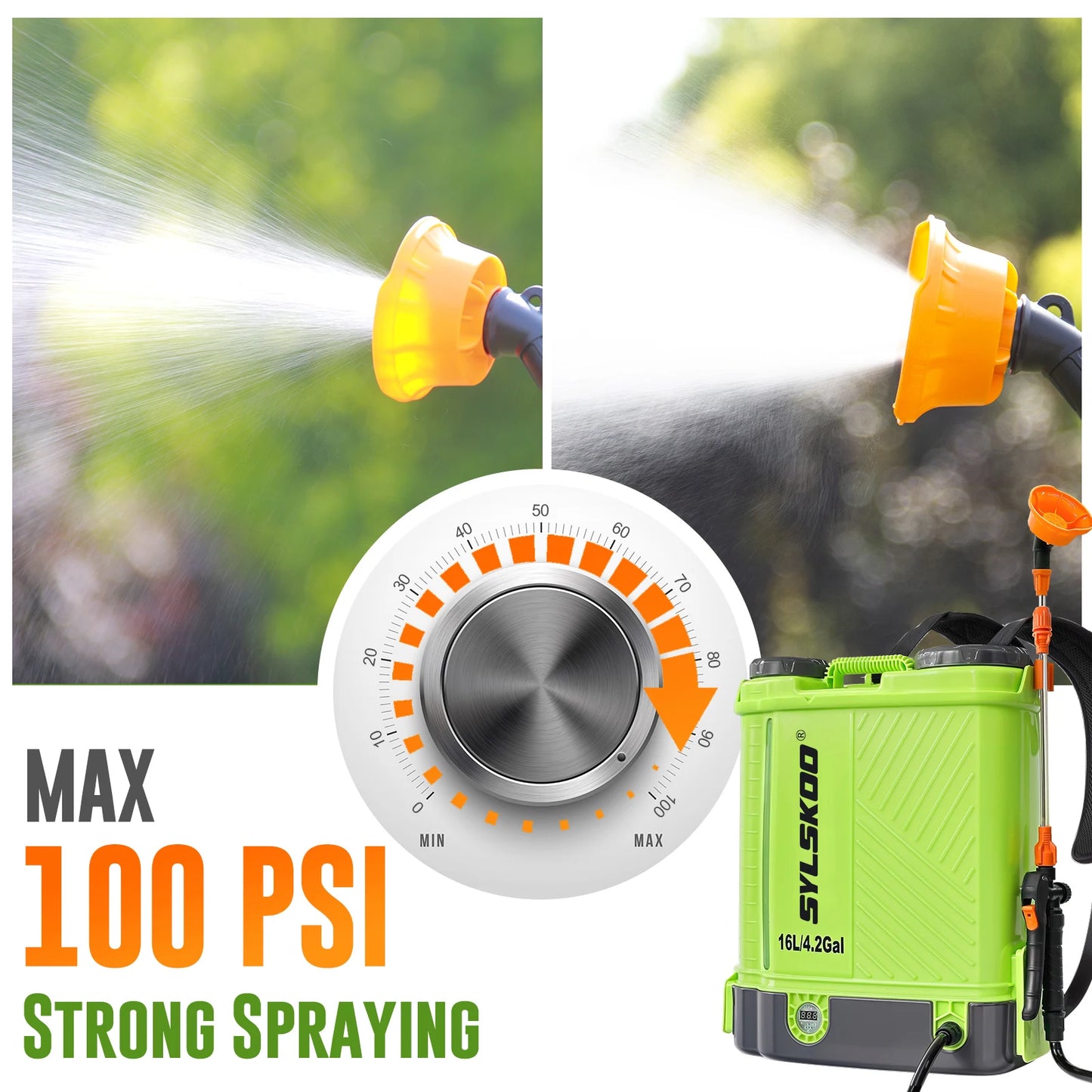 Cordless Garden Sprayer 100 PSI Battery Included Compact