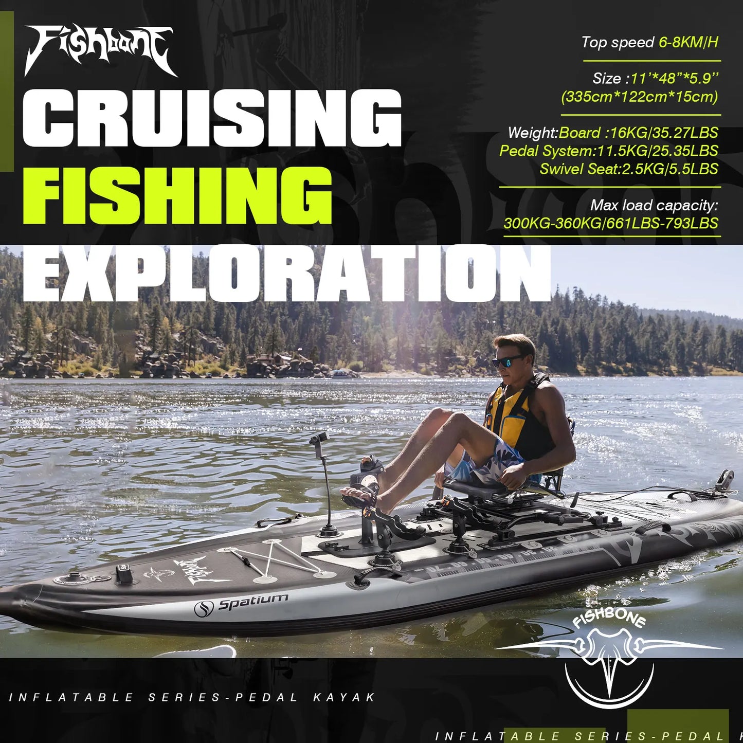 Spatium Two Person Fishing Kayak With Efficient Pedal Drive