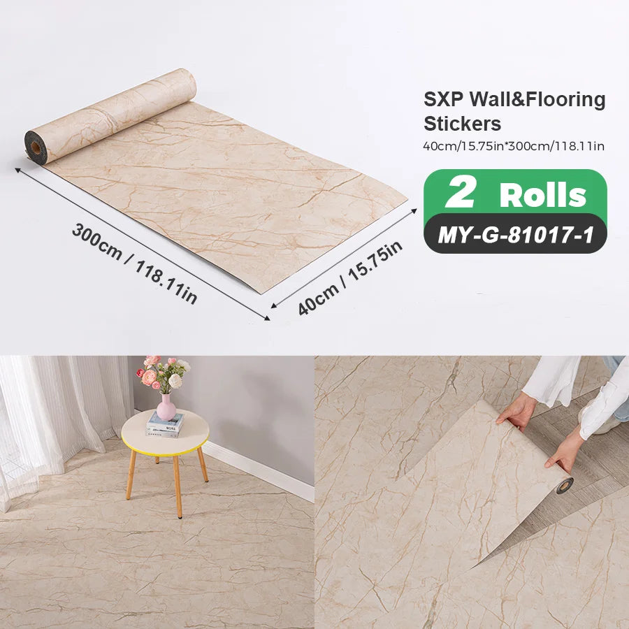 Self Adhesive Wall And Floor Sticker Wood Grain Marble Design 2 Rolls