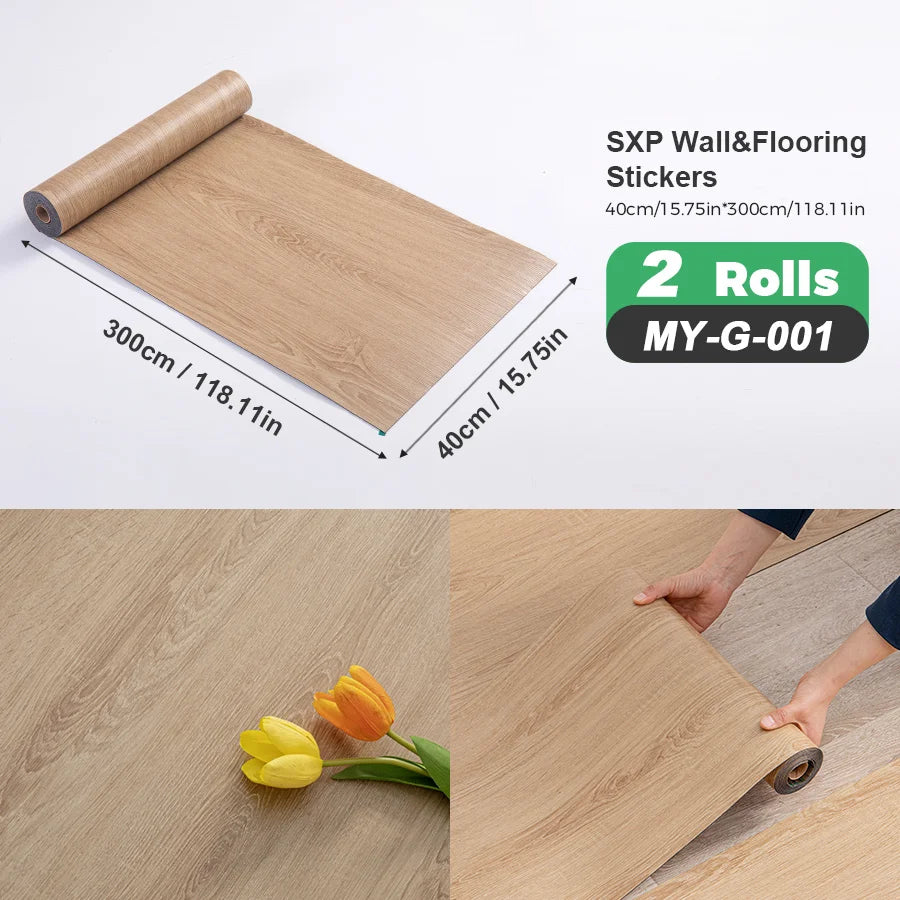 Self Adhesive Wall And Floor Sticker Wood Grain Marble Design 2 Rolls