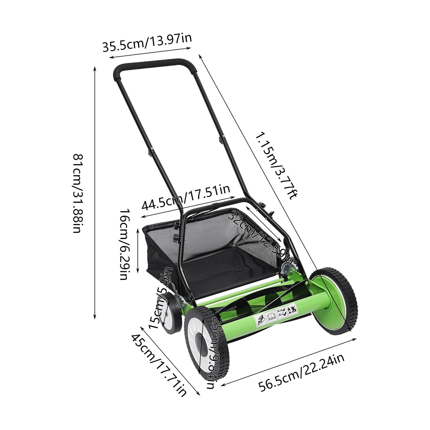 Bymaocar Push Reel Lawn Mower With Grass Catcher And Wheels