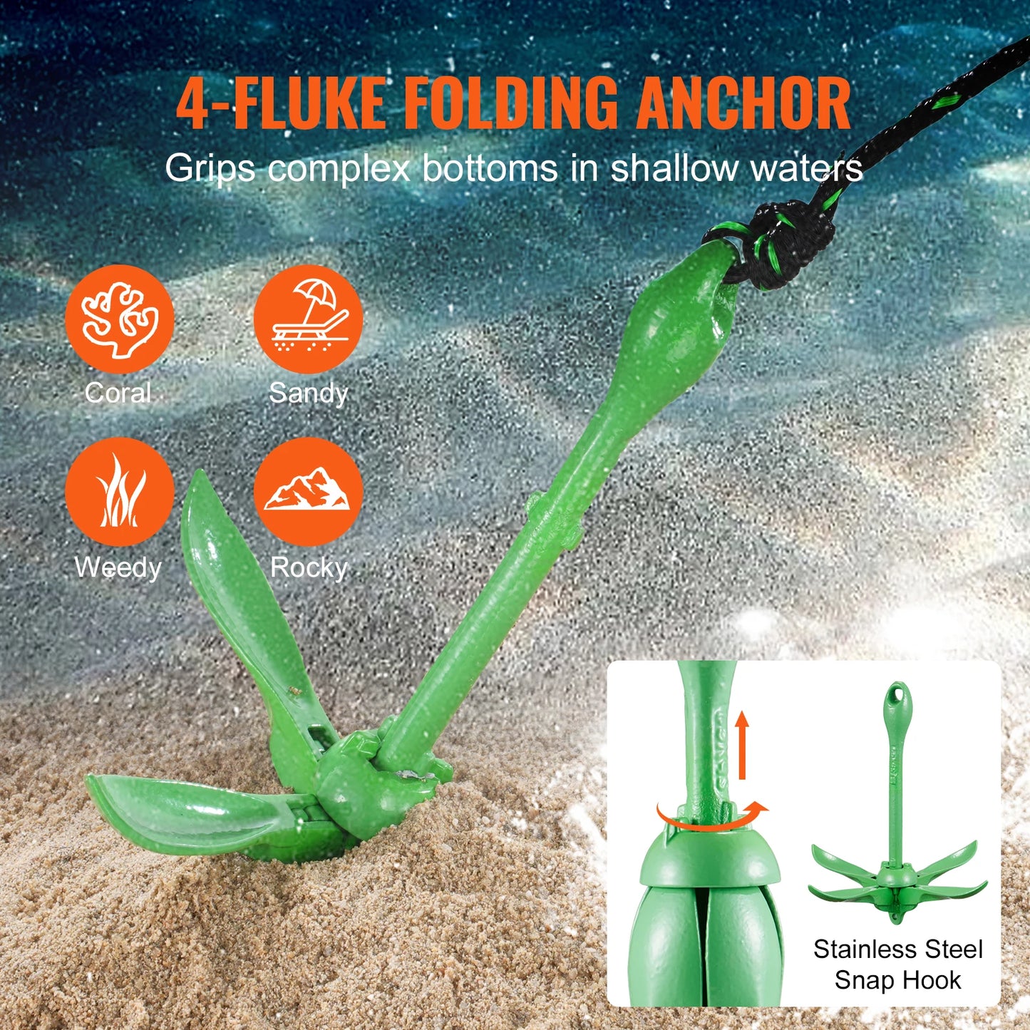 SucceBuy Kayak Anchor Kit With 26.2 Feet Rope And Bag