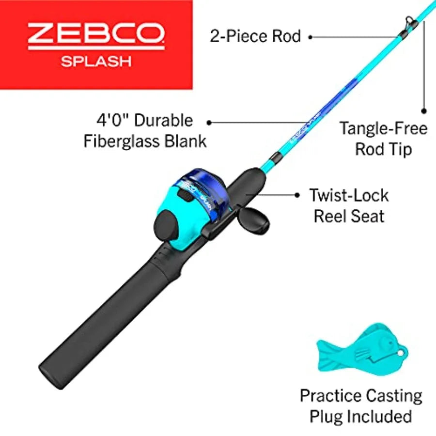 Splash Jr Spincast Reel Rod Combo Pre Spooled 6Lb Line