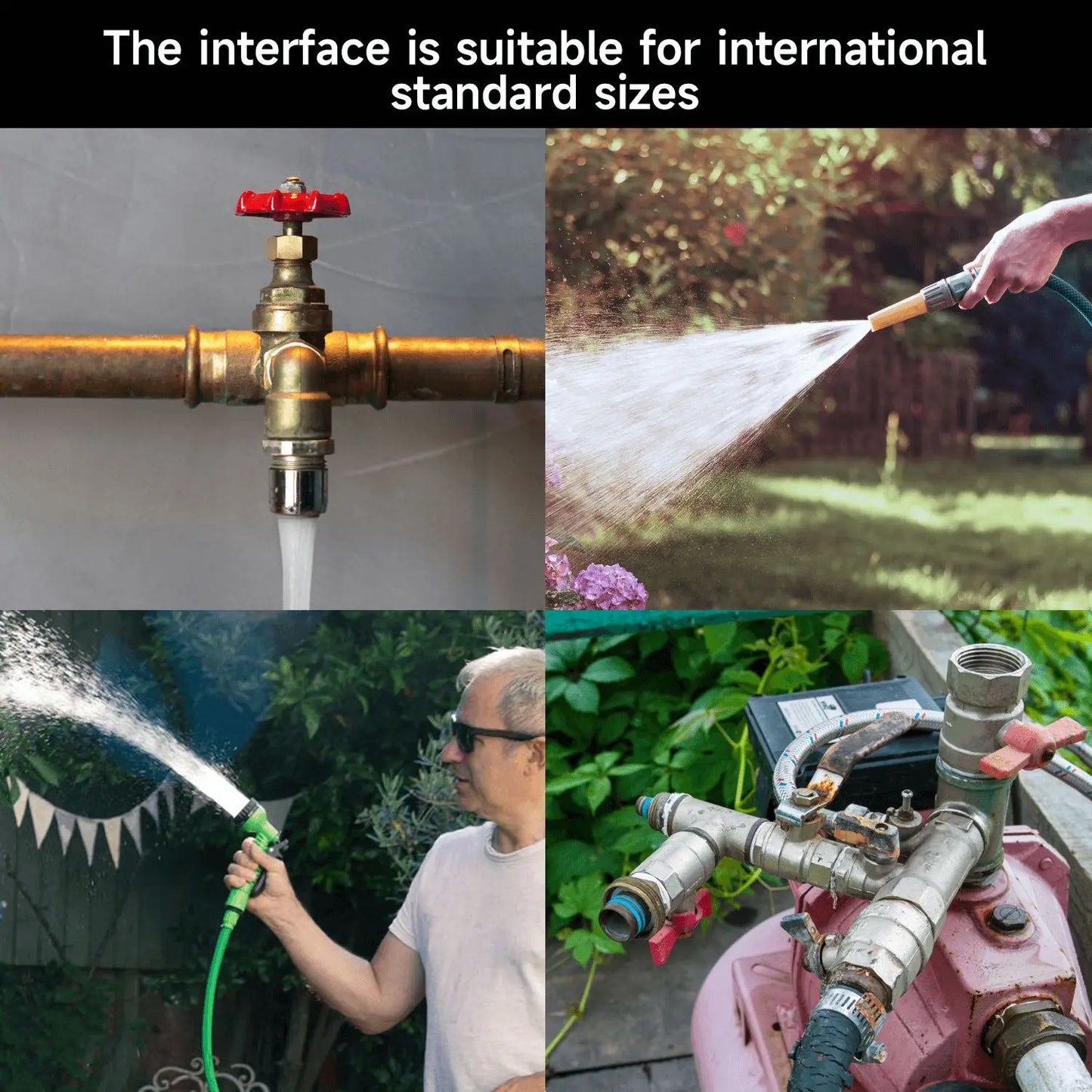 Expandable Garden Hose With Holder And 10 Pattern Spray Nozzle