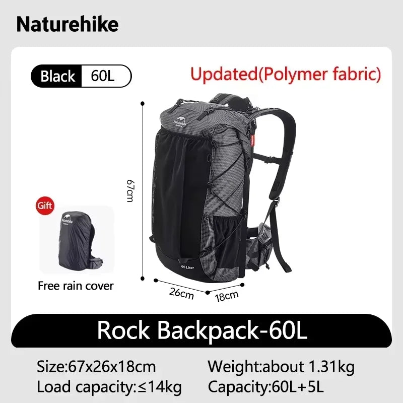 Naturehike Rock Outdoor Backpack Large Capacity Rain Cover Hiking Bag