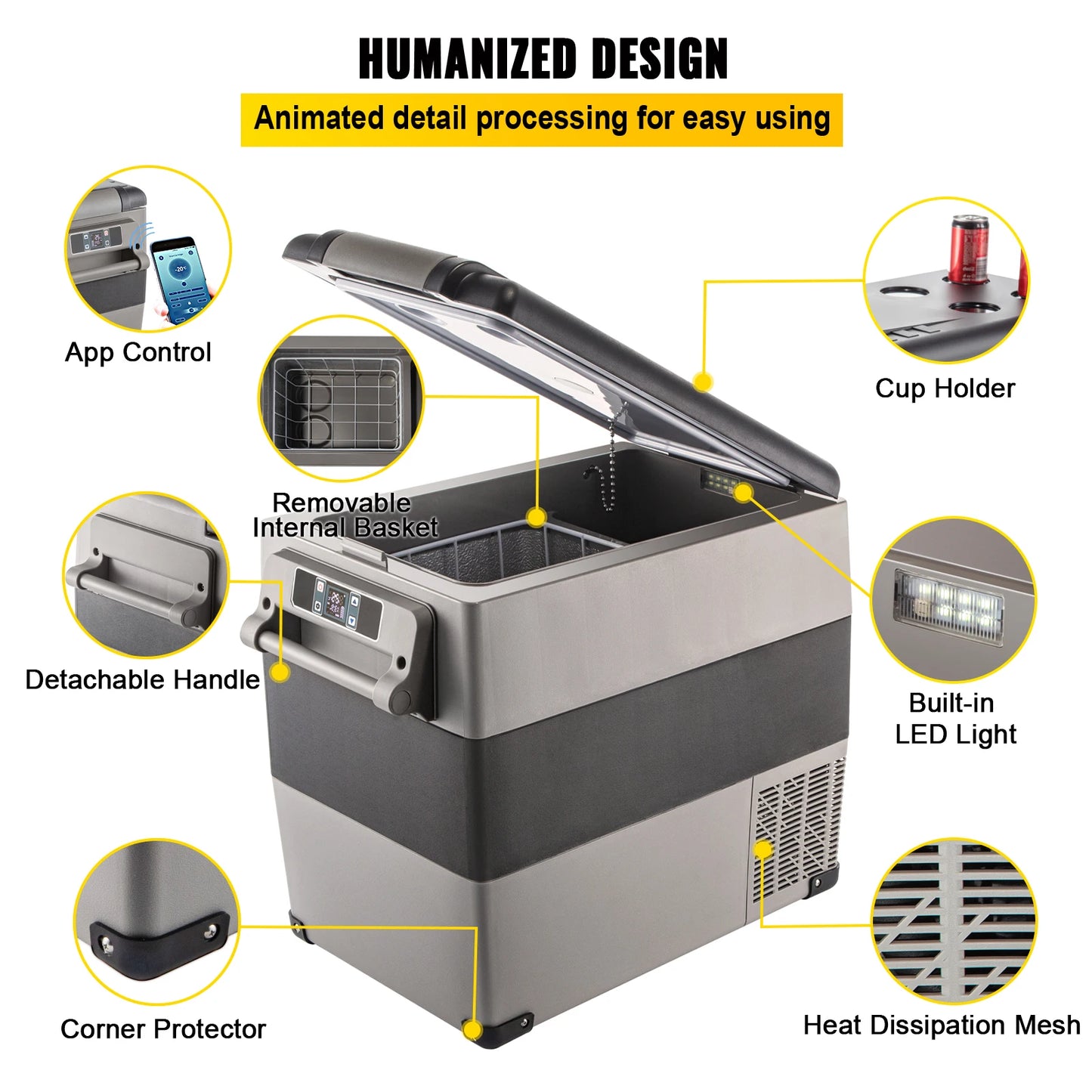 SucceBuy Car Refrigerator Portable Compressor Cooler 110-240V