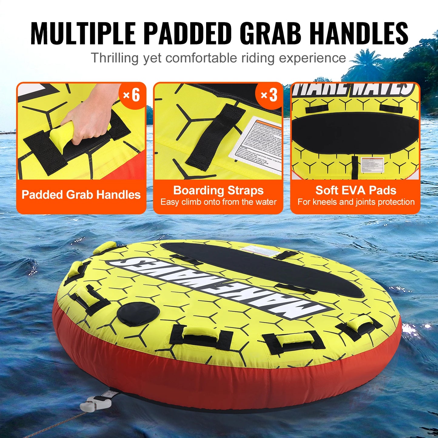 SucceBuy Towable Tube For Boating 1 To 3 People Inflatable