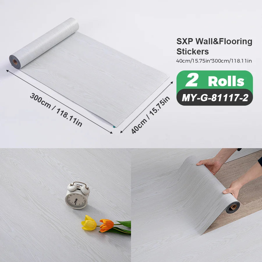Self Adhesive Wall And Floor Sticker Wood Grain Marble Design 2 Rolls