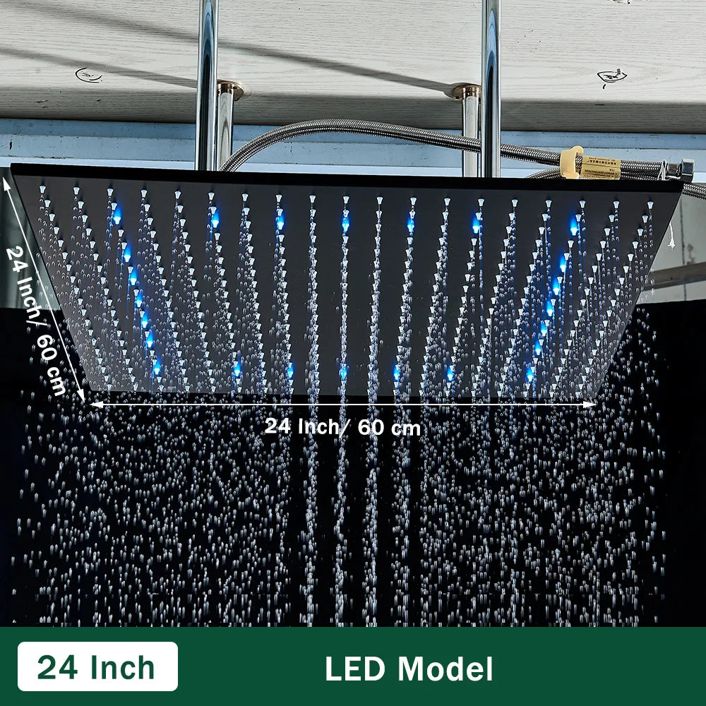 Rozin LED Rainfall Shower Head Ceiling Mounted With Arm