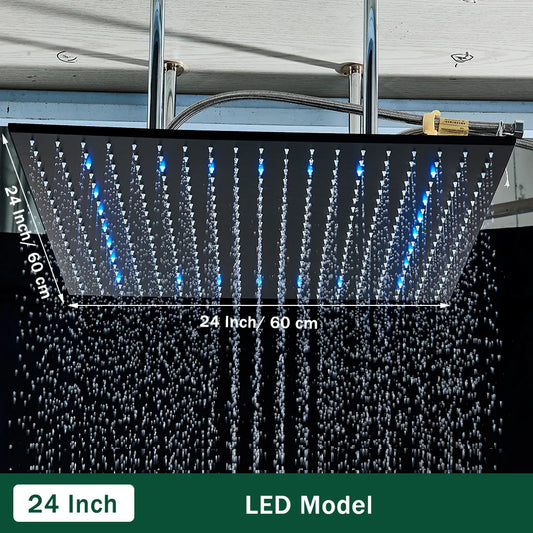 Rozin LED Rainfall Shower Head Ceiling Mounted With Arm