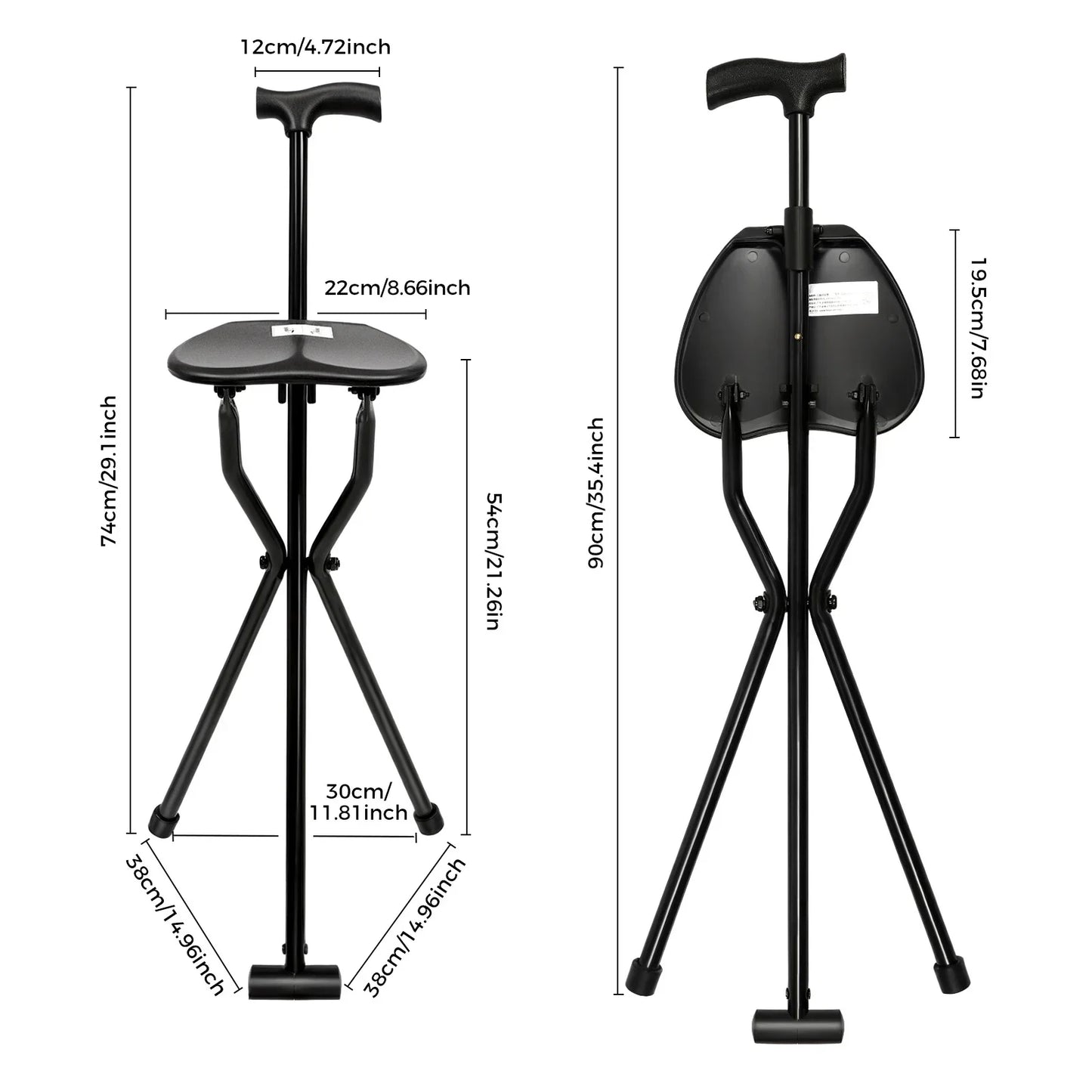 Folding Cane With Seat Walking Stick Aluminum, 249 Lb Capacity