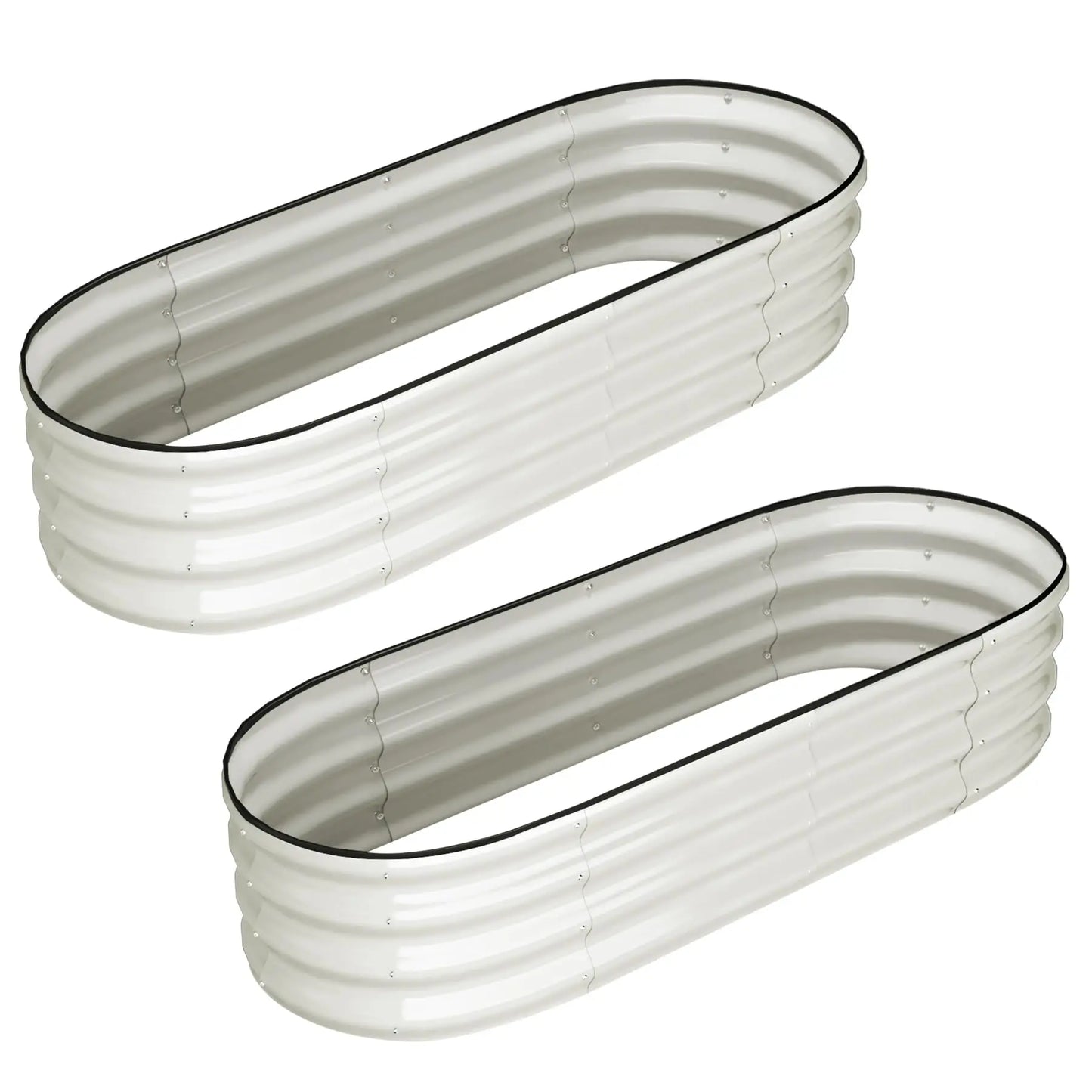 HiMISS Oval Raised Garden Bed Galvanized Planter Box Open Bottom