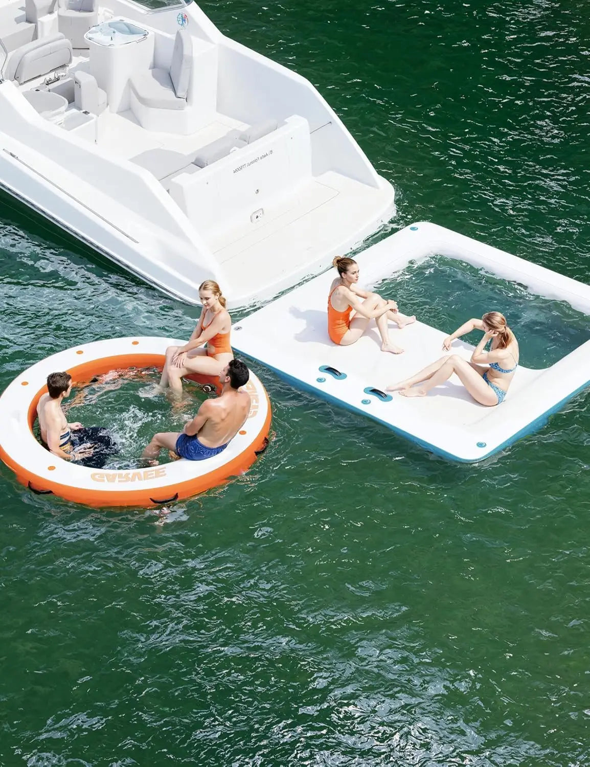 Round Inflatable Floating Platform For Lake And Pool Recreation