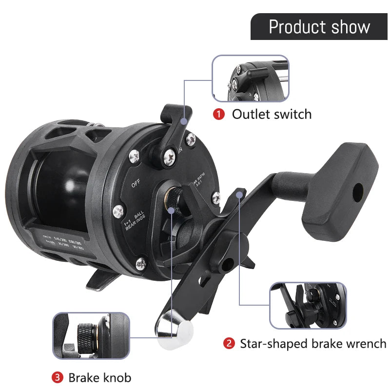 Billings Trolling Drum Fishing Reel 33Lb Drag 3.8 To 1