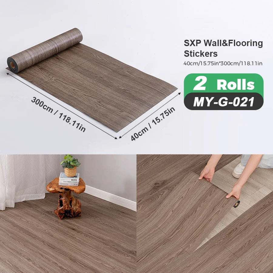Self Adhesive Wall And Floor Sticker Wood Grain Marble Design 2 Rolls
