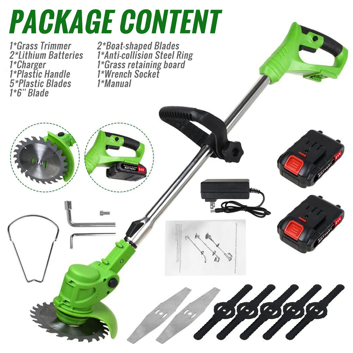 Electric 2in1 Cordless Weed Trimmer Brushless With Charger For Yard