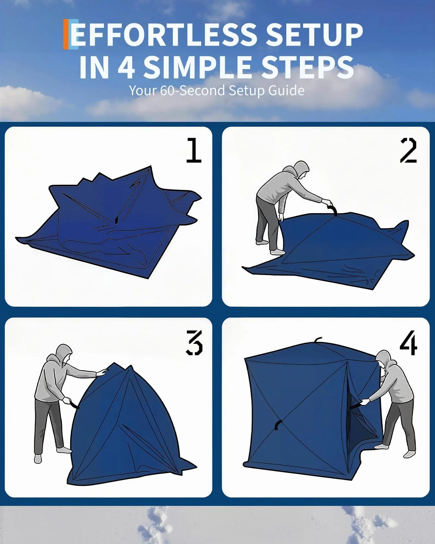 Pop Up Ice Fishing Tent Hub Style Shelter Resistant Warmth