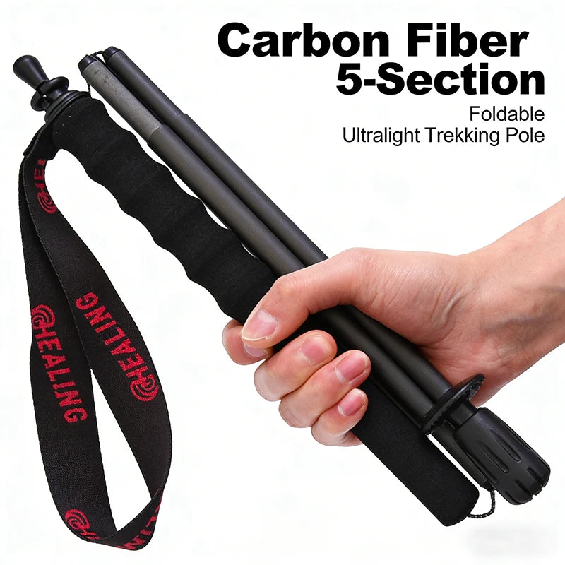 OKHEALING Ultralight Carbon Fiber Trekking Poles Foldable Hiking Poles