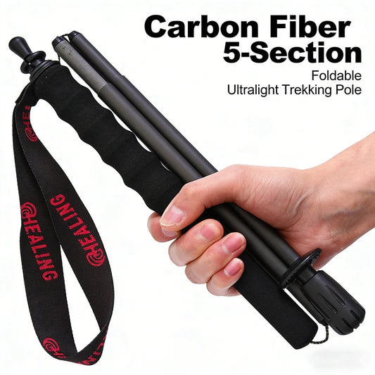 OKHEALING Ultralight Carbon Fiber Trekking Poles Foldable Hiking Poles