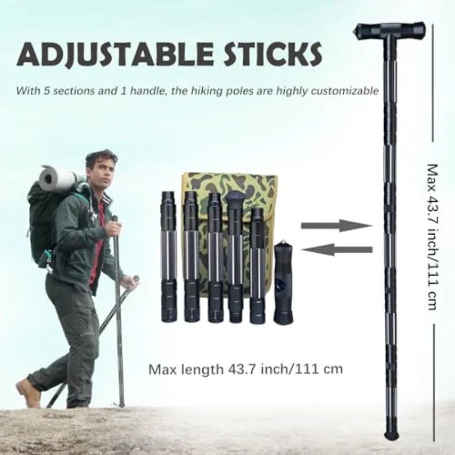 Hiking Tactical Walking Staff Trekking Poles Outdoor Multitool Camping Gear