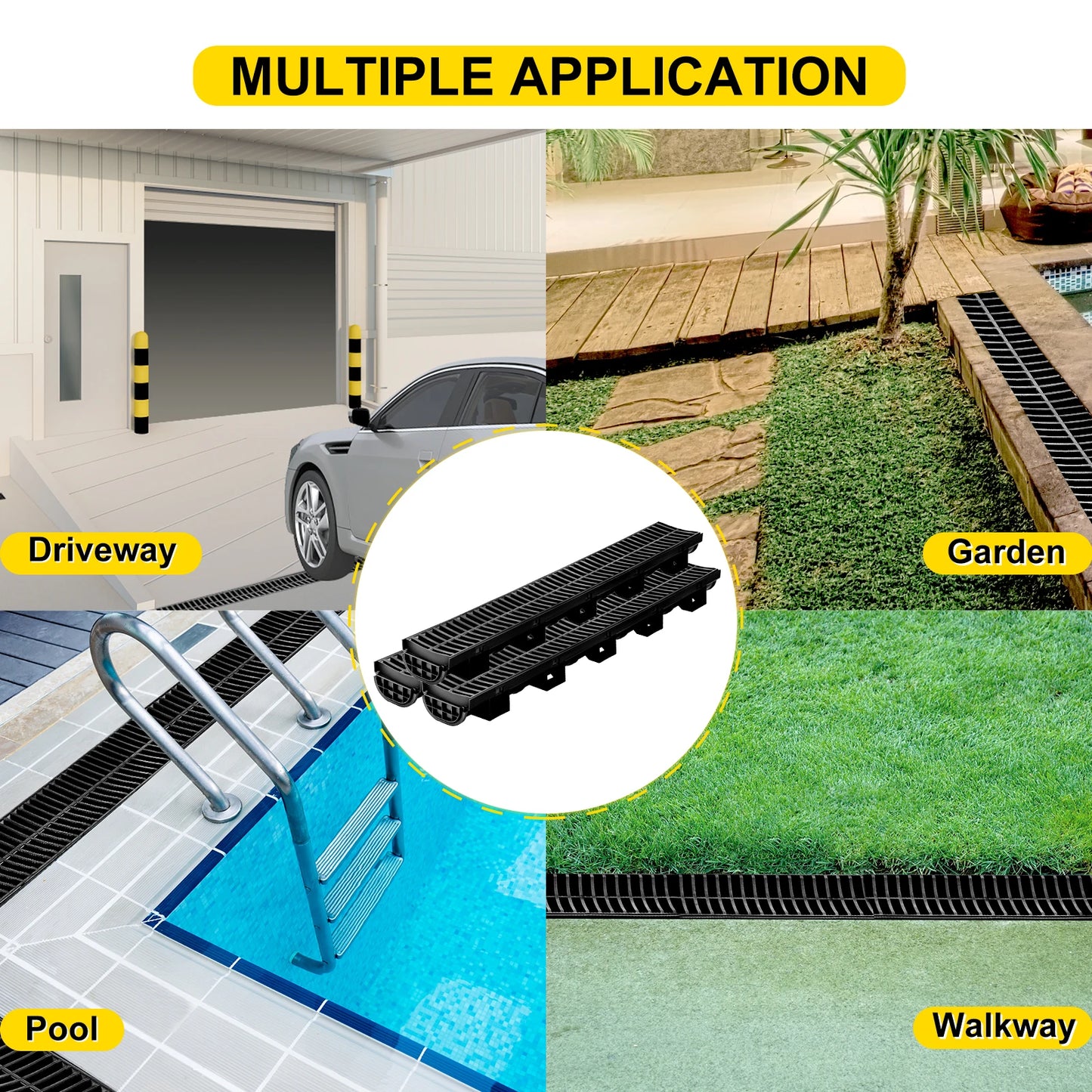 HDPE Drainage Trench Channel Drain With Plastic Grate For Driveway