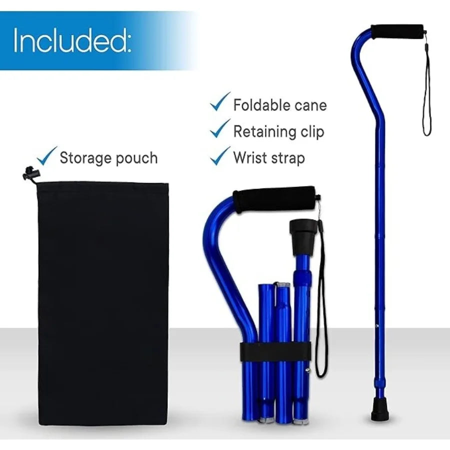 Folding Cane With Offset Foam Handle Adjustable Walking Stick