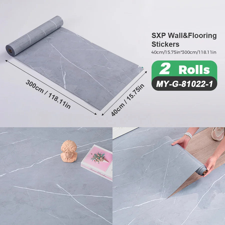 Self Adhesive Wall And Floor Sticker Wood Grain Marble Design 2 Rolls