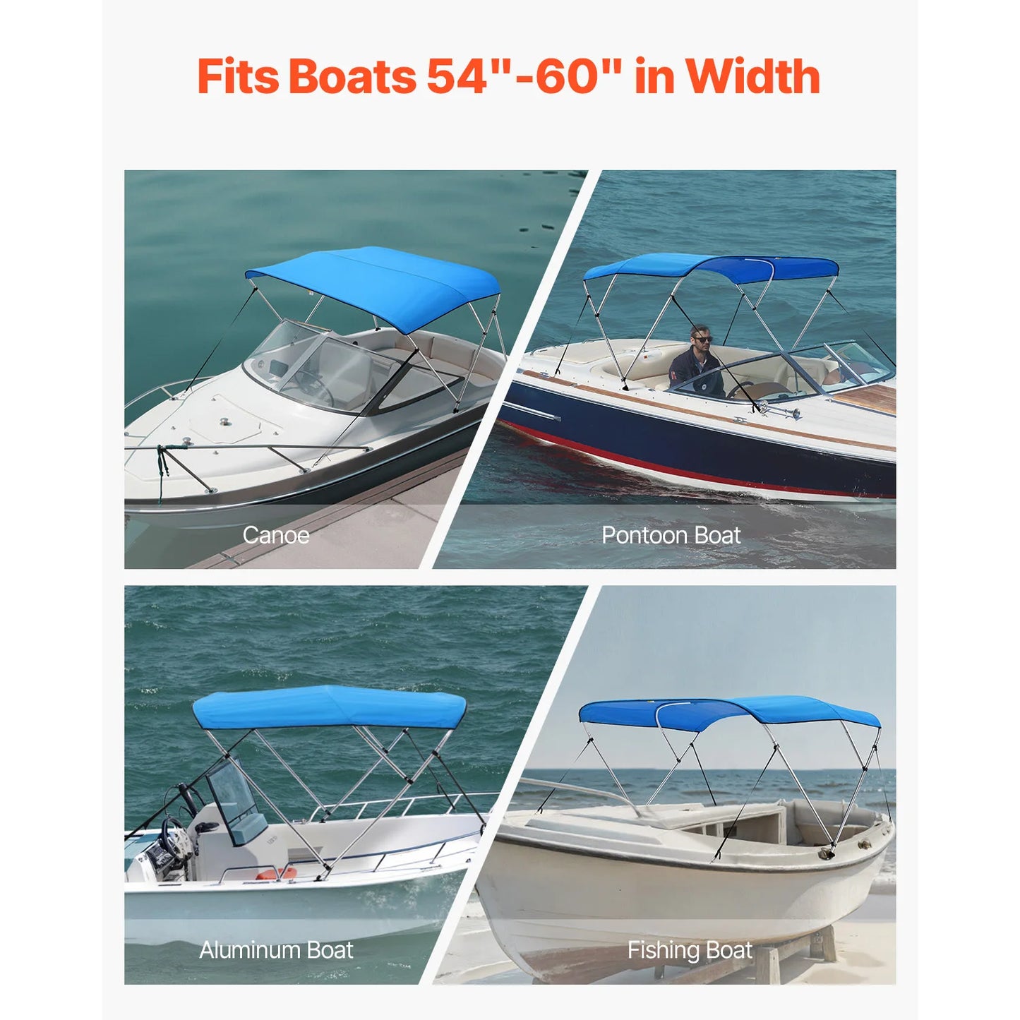 SucceBuy Boat Bimini Tops With Aluminum Frame 600D Polyester Waterproof