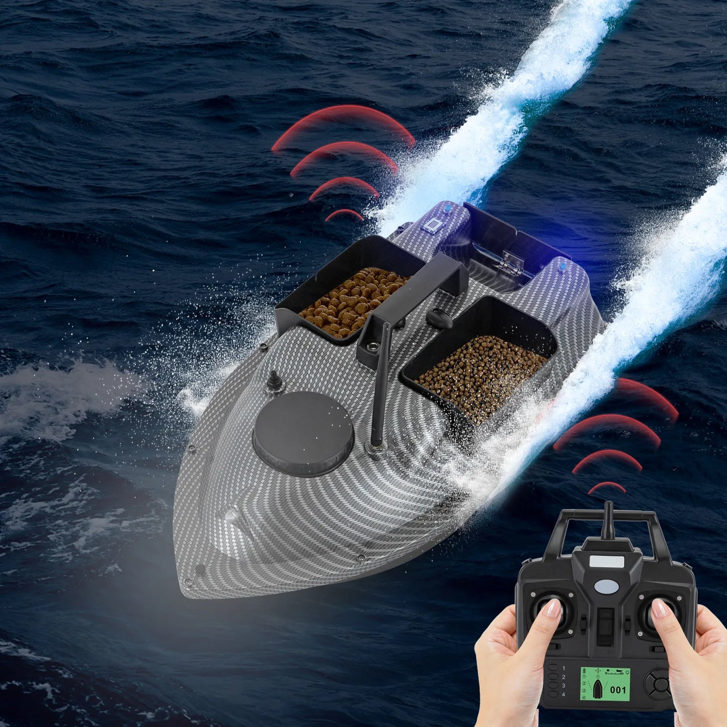 Rechargeable GPS Fishing Bait Boat With Two Batteries 16 Positioning Points