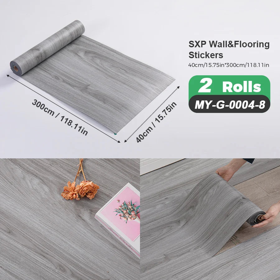 Self Adhesive Wall And Floor Sticker Wood Grain Marble Design 2 Rolls