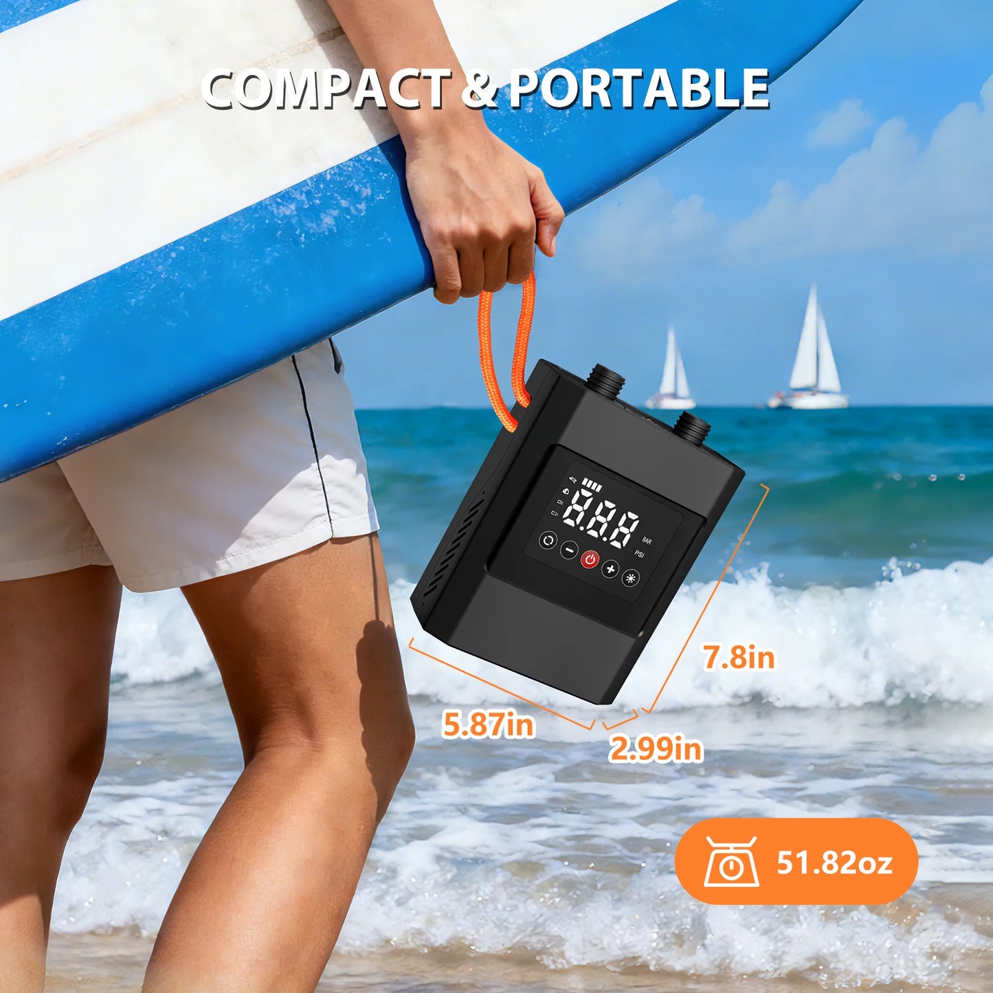Electric SUP Pump With Battery And DC Dual Power Paddleboard