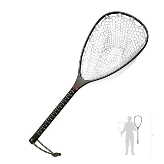 Fly Fishing Landing Net For Trout With Carbon Fiber Frame And Soft Rubber Mesh