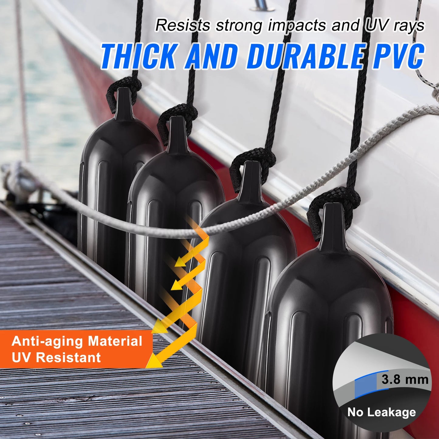 SucceBuy Inflatable Ribbed Fender With Center Holes Marine Boat Dock