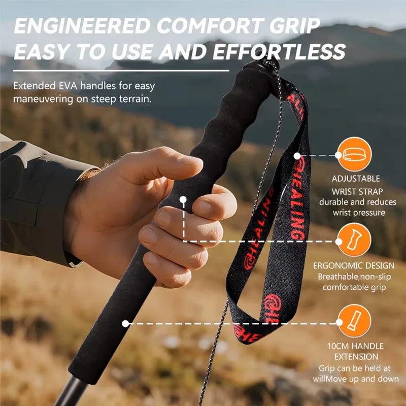 OKHEALING Foldable Carbon Fiber Trekking Poles With Foam Grip