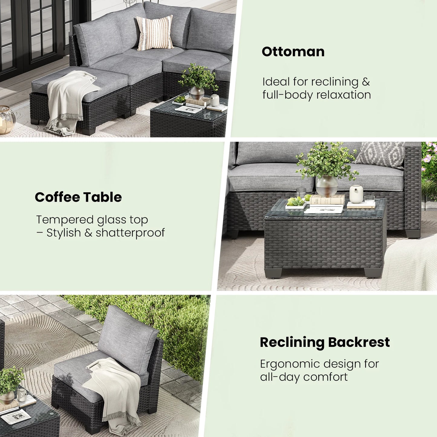 Farini Patio Sectional Sofa Set Outdoor Furniture Weatherproof