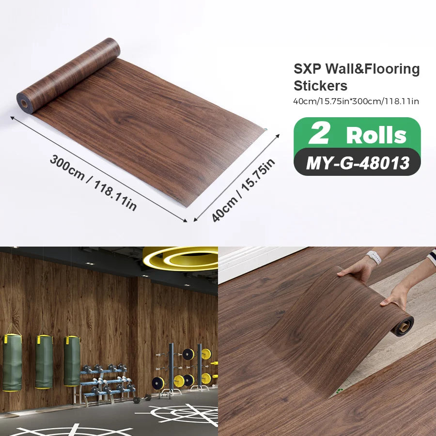Self Adhesive Wall And Floor Sticker Wood Grain Marble Design 2 Rolls