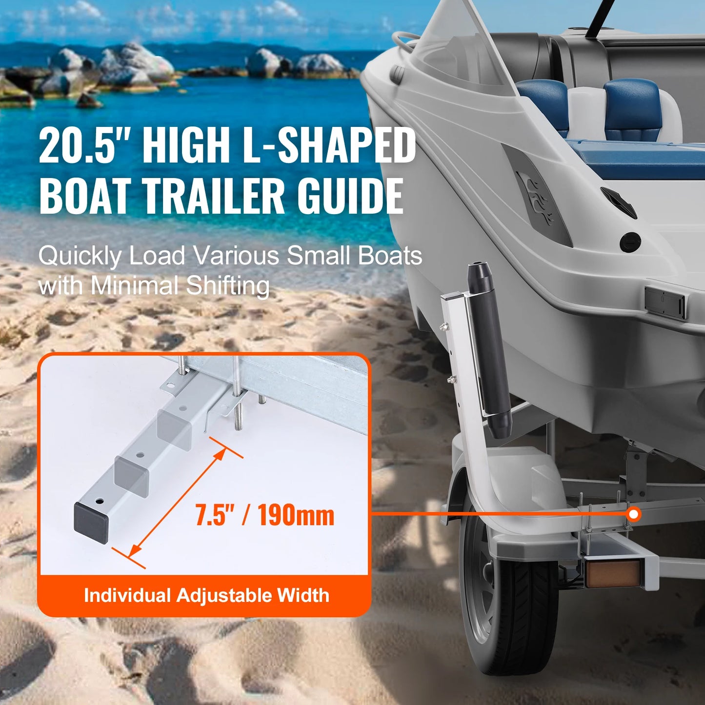 SucceBuy Boat Trailer Guide Poles 2 Pack Rustproof Galvanized Steel