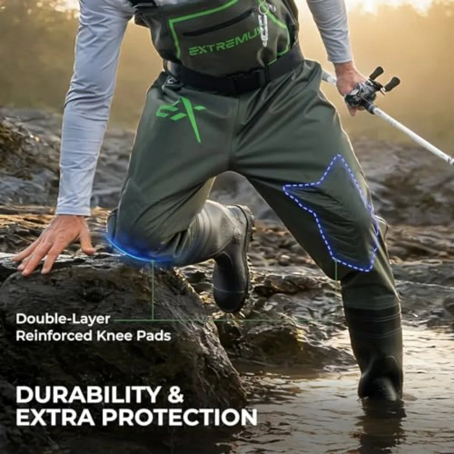 Men's Fishing Waders PVC Chest Waders With Slip Resistant Boots