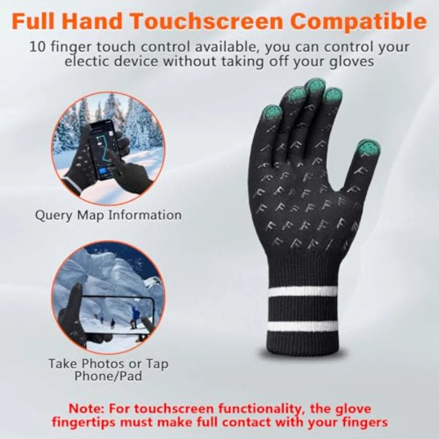 Waterproof Non Slip Touchscreen Knit Gloves For Fishing Hiking Hunting